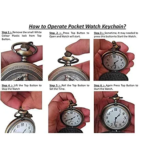 Gold Bat face Pocket Watch Keychain