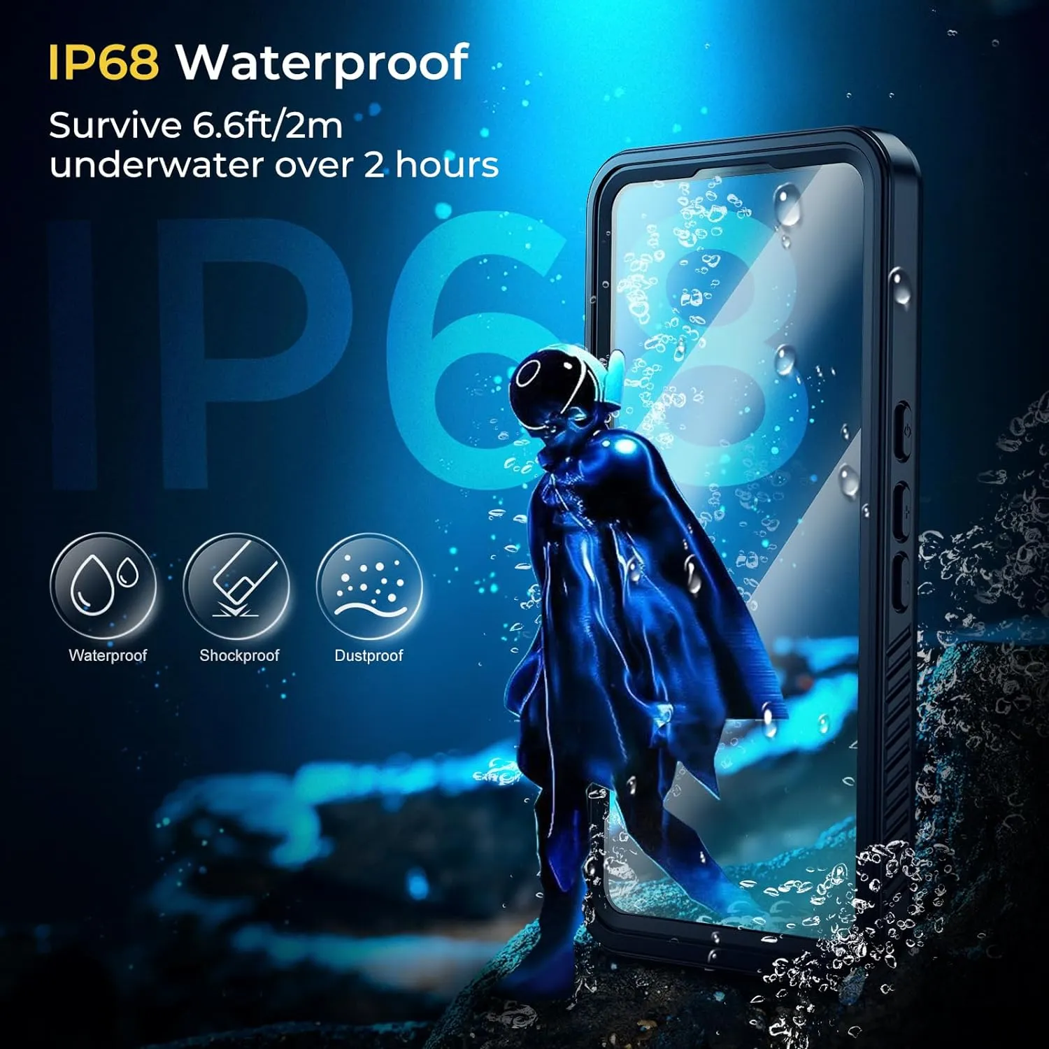 Google Pixel 8 Pro Waterproof Case Hard Back Protective Phone Cover Pixel 8 Pro - 6.7 Inch Black