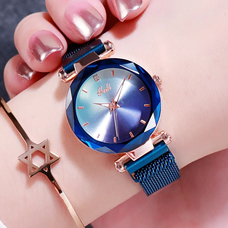 Gradient Dial Mesh Strap Women's Watch