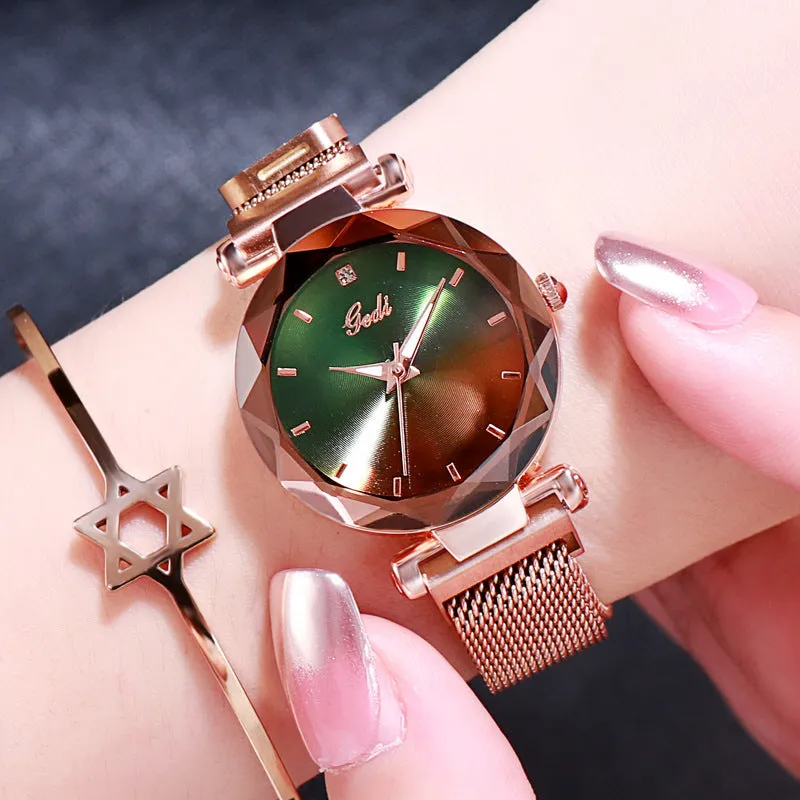 Gradient Dial Mesh Strap Women's Watch