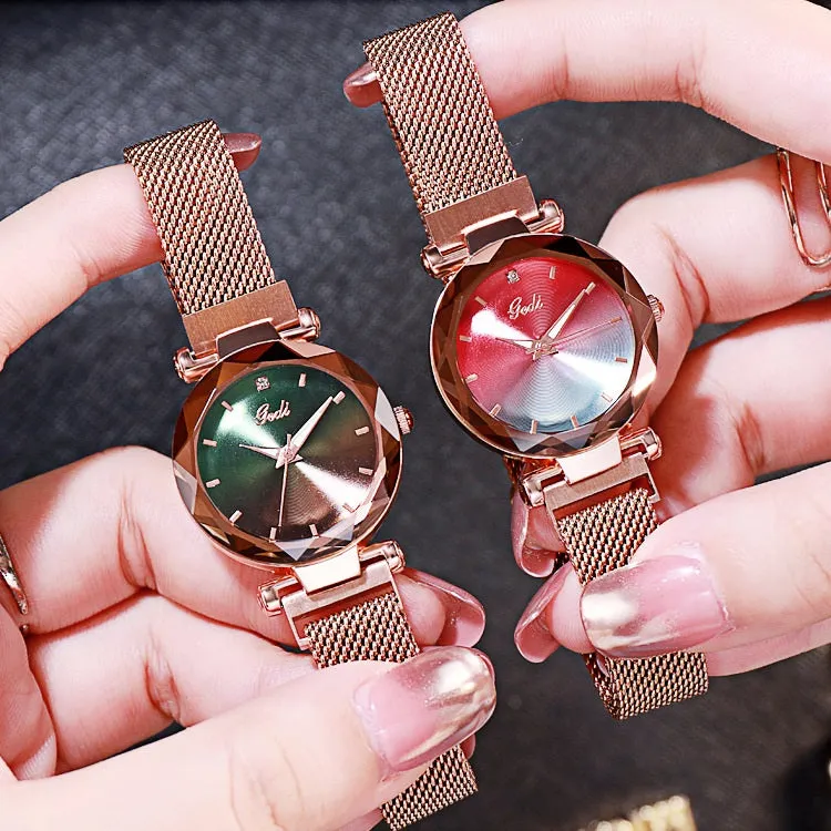 Gradient Dial Mesh Strap Women's Watch