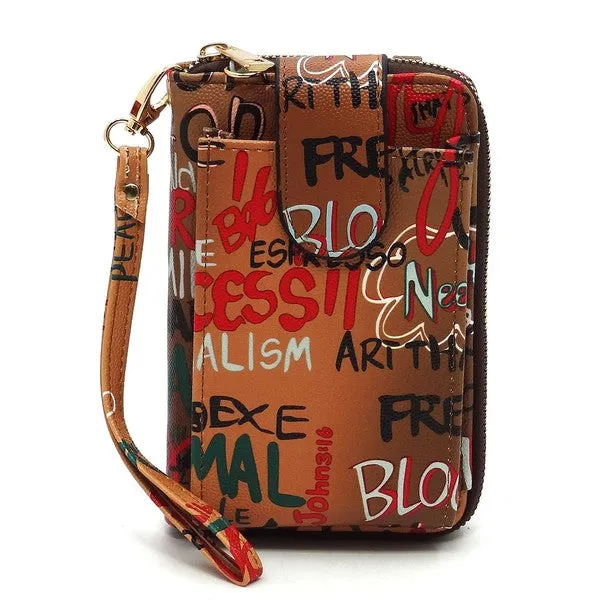 Graffiti Cell Phone case Crossbody Wallet Wristlet