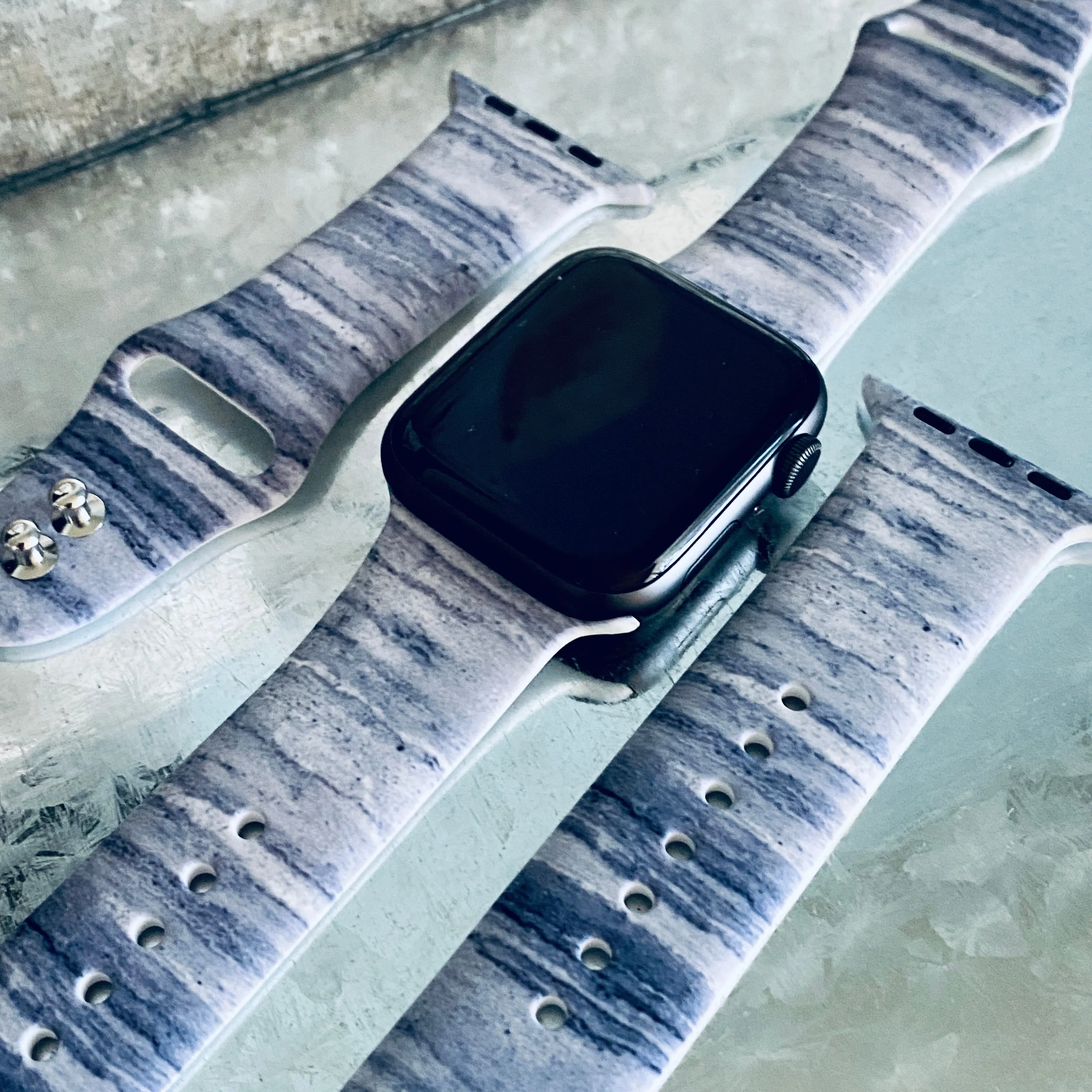 Gray Stone Print Silicone Band For Apple Watch