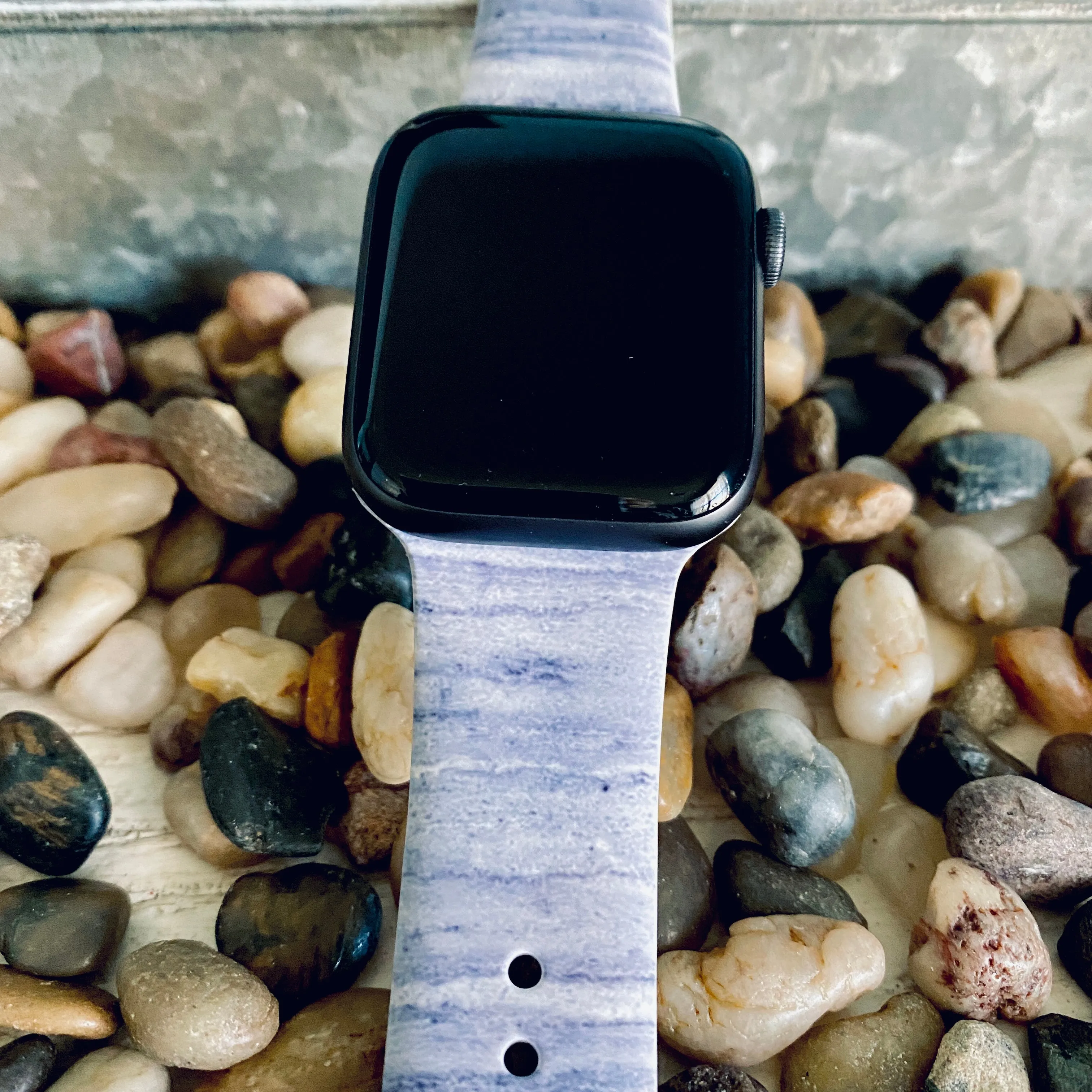 Gray Stone Print Silicone Band For Apple Watch