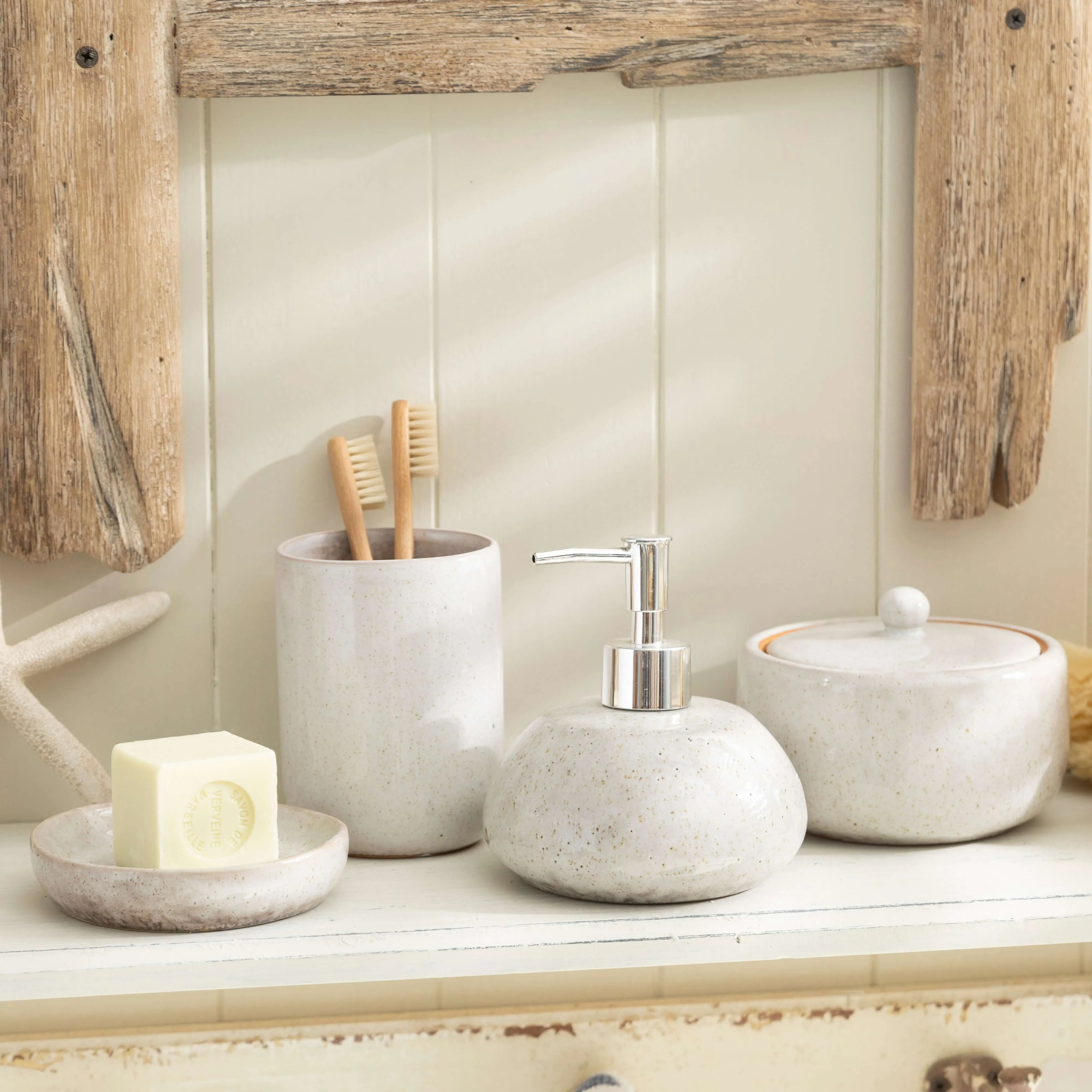 Grey Stone Ceramic Toothbrush Holder