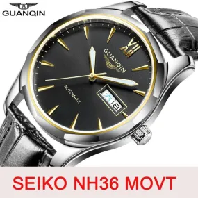 GUANQIN Sapphire Automatic Mechanical Watch men Japan NH36 Movement top brand luxury men watches waterproof Relogio Masculino