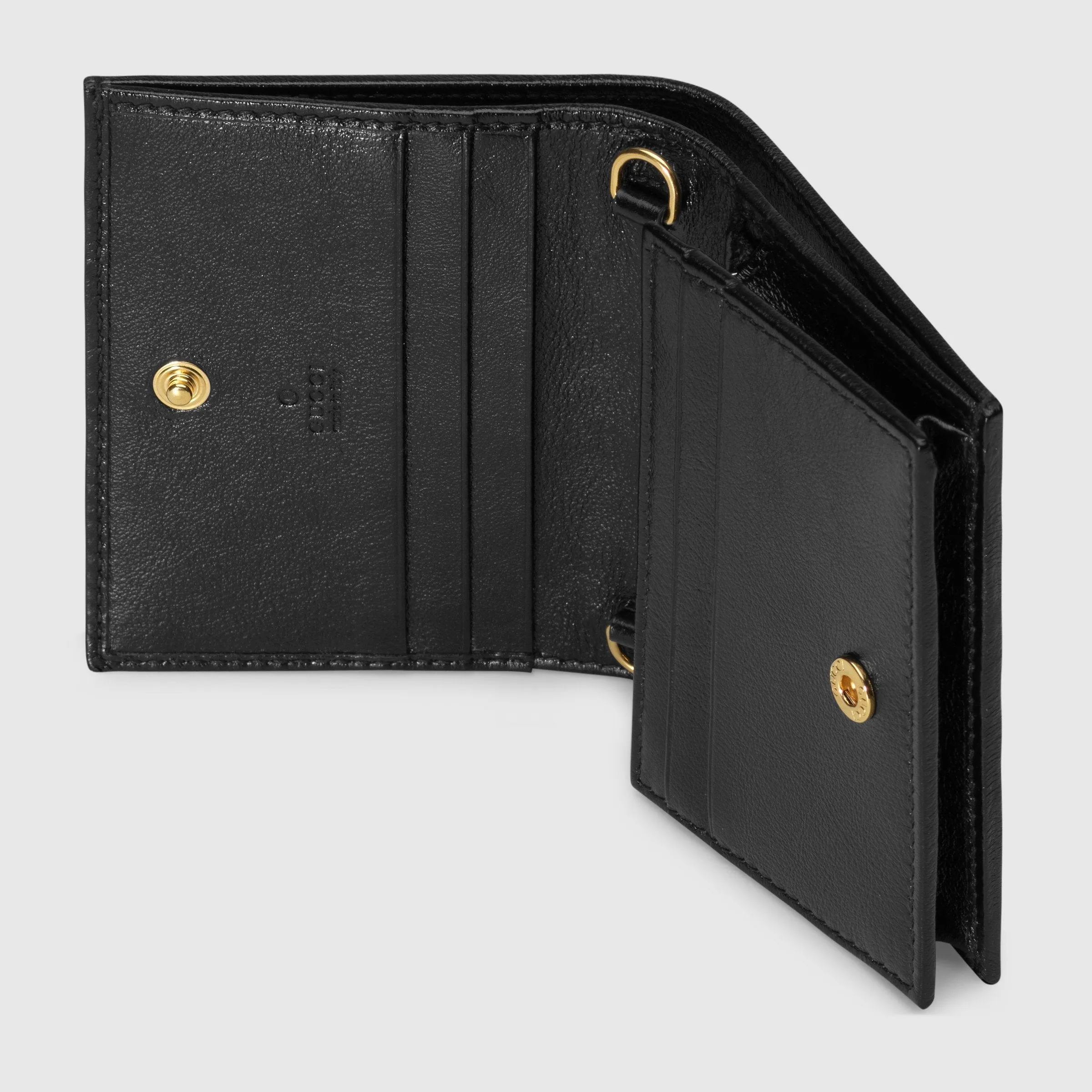 Gucci Rajah Chain Card Case Wallet Black