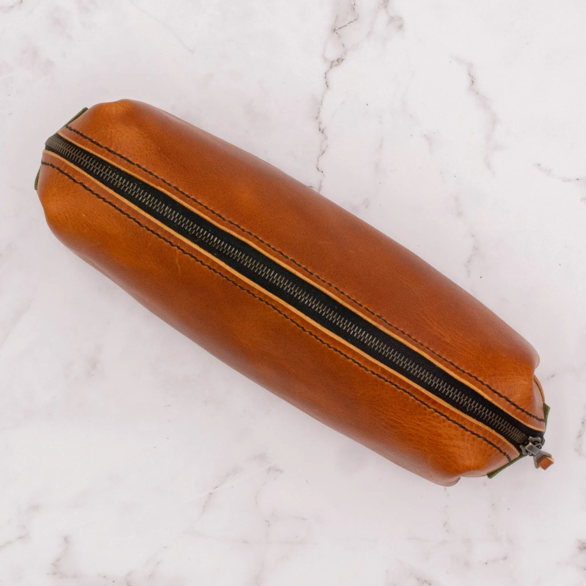 Handcrafted Leather Pen Case with Zipper