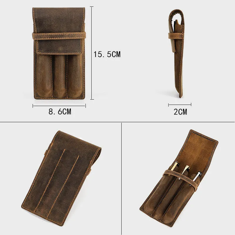 Handmade Genuine Leather Pencil Case Business Retro Creative Leather Notebook Pencil Case