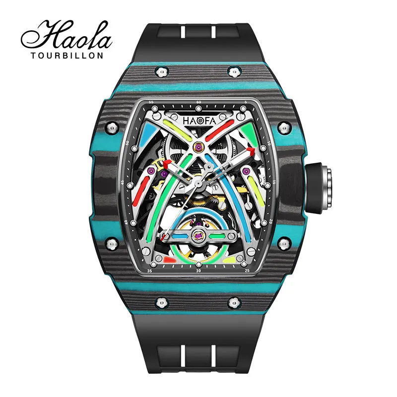 HAOFA Color Luminous Dial Carbon Fiber Automatic Watch 1970