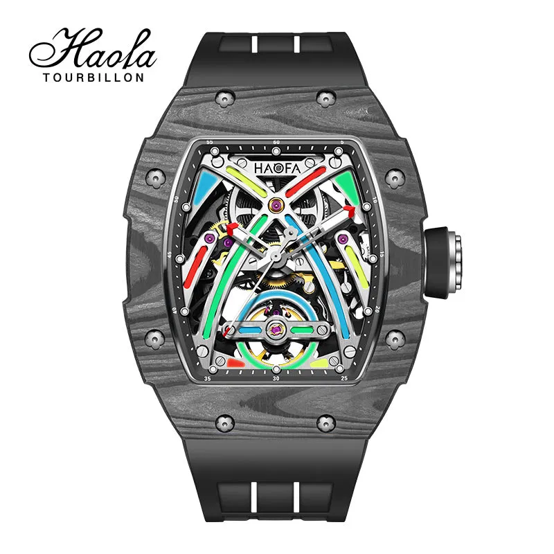 HAOFA Color Luminous Dial Carbon Fiber Automatic Watch 1970