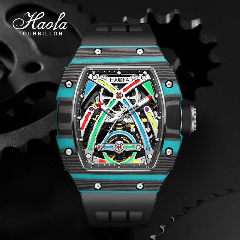 HAOFA Color Luminous Dial Carbon Fiber Automatic Watch 1970