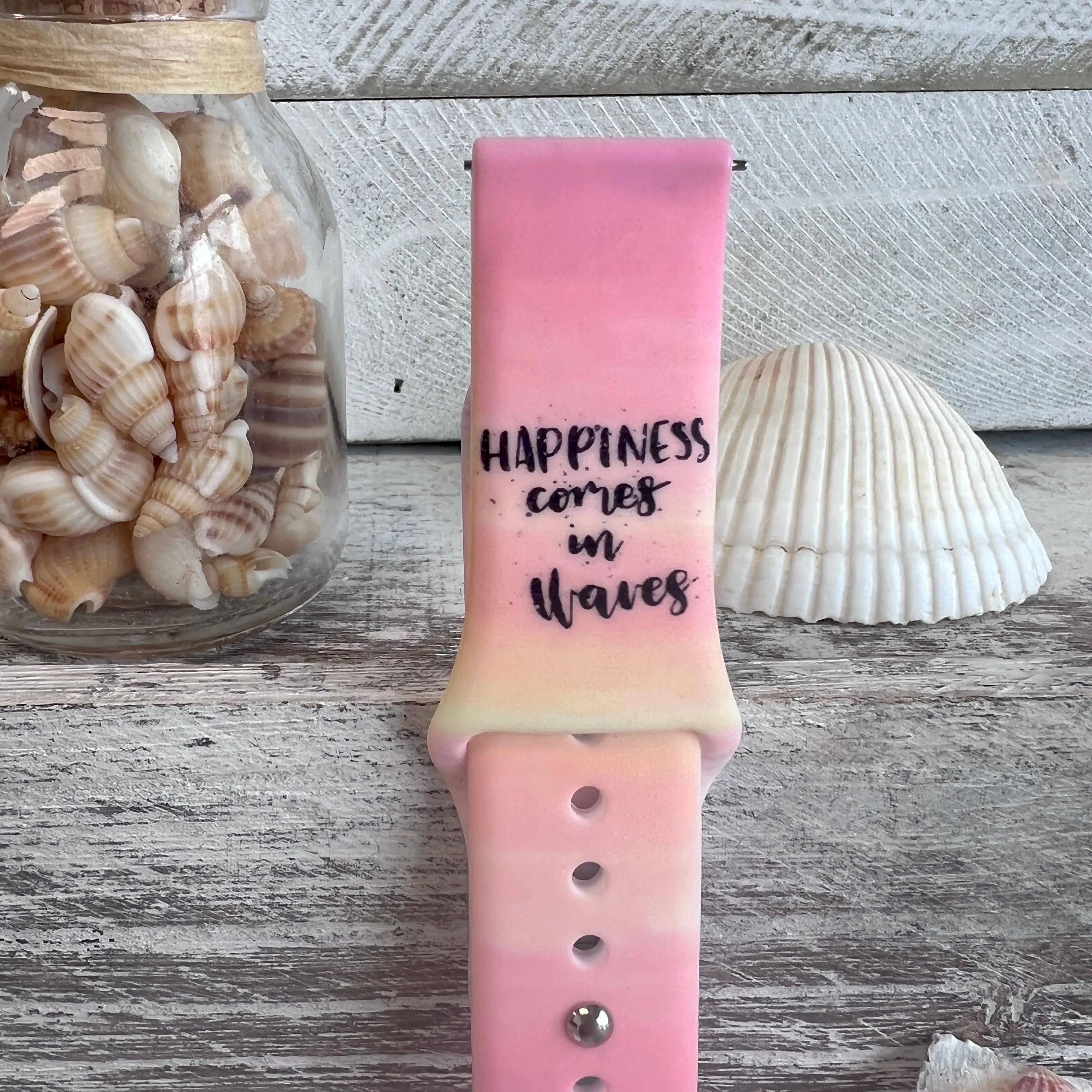 Happiness Comes In Waves Print Silicone Band For Samsung Watch