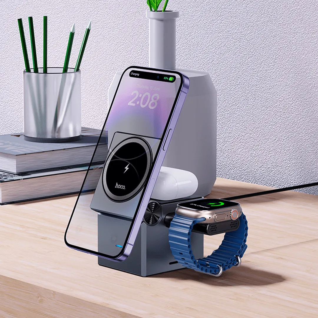 HOCO 15W Foldable 3-in-1 Wireless Charging Stand