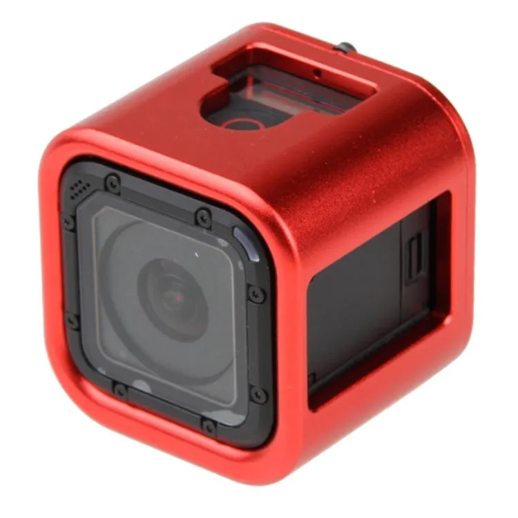 Housing Shell CNC Aluminum Alloy Protective Cage with Insurance Back Cover for GoPro HERO5 Session /HERO4 Session /HERO Session(Red)