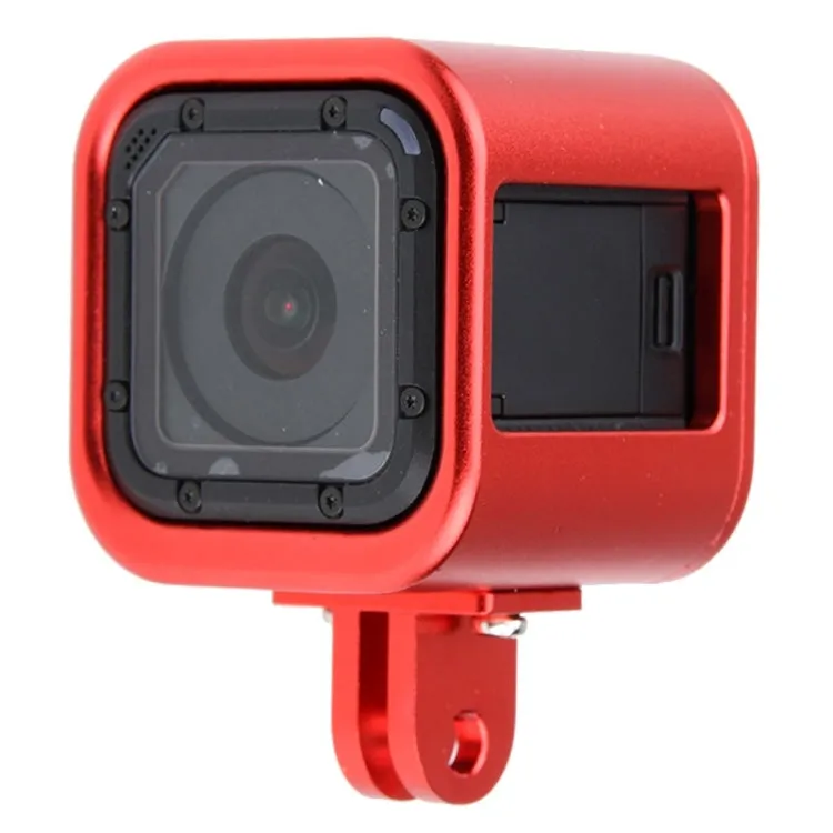 Housing Shell CNC Aluminum Alloy Protective Cage with Insurance Back Cover for GoPro HERO5 Session /HERO4 Session /HERO Session(Red)