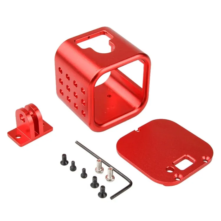 Housing Shell CNC Aluminum Alloy Protective Cage with Insurance Back Cover for GoPro HERO5 Session /HERO4 Session /HERO Session(Red)