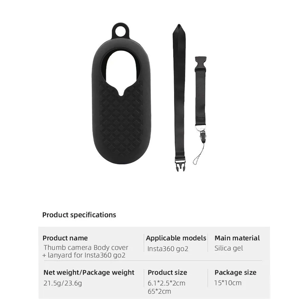 Insta360 Go2 silicone cover with lanyard - Black