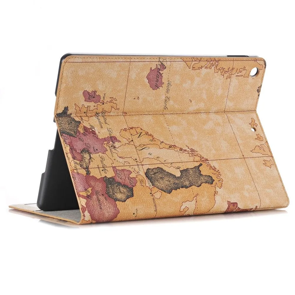 iPad 10.2 (2021) / (2020) / (2019) cool map pattern leather flip case - Dark Brown