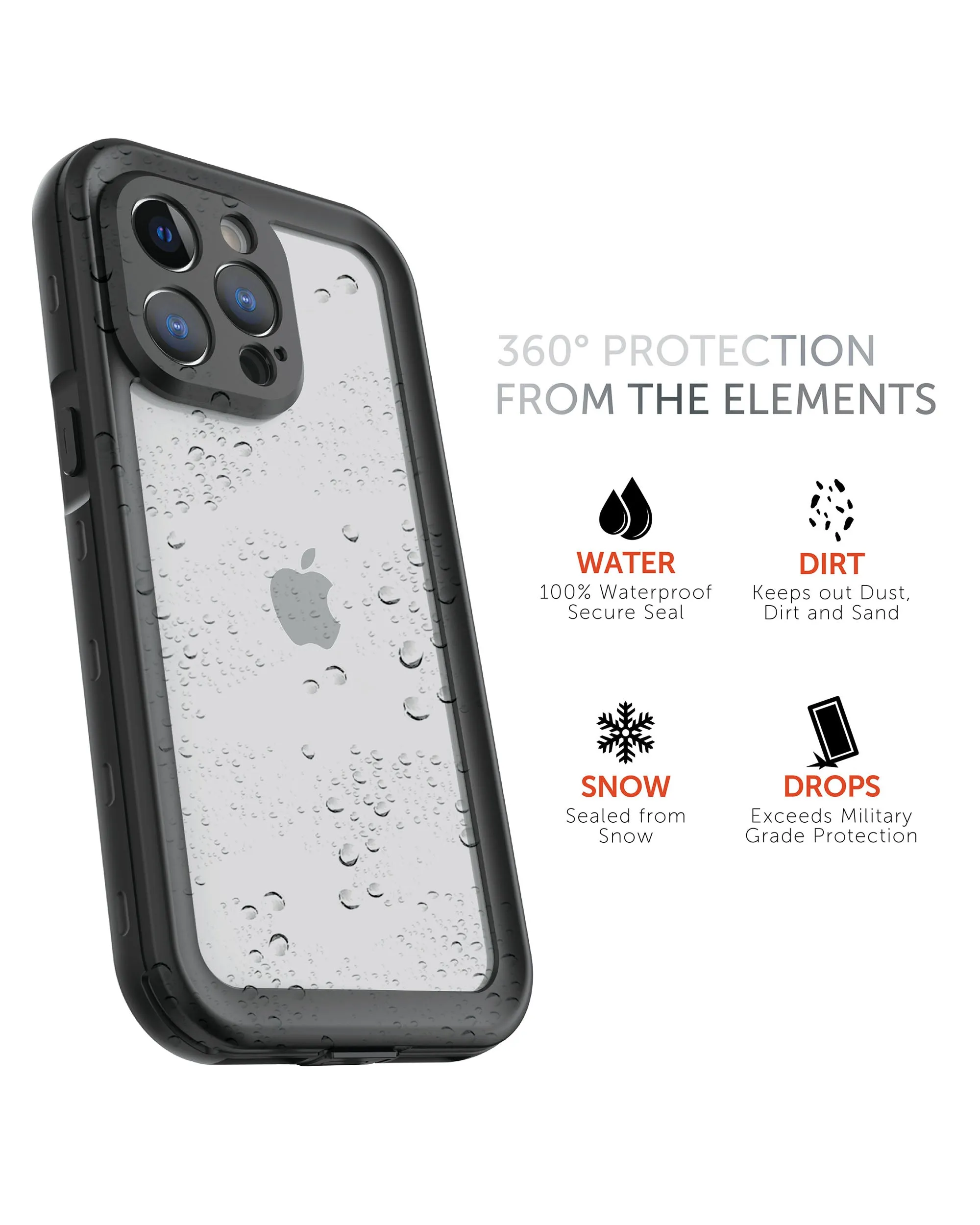 iPhone 13 Pro Tidal Waterproof Phone Case - Black/Clear