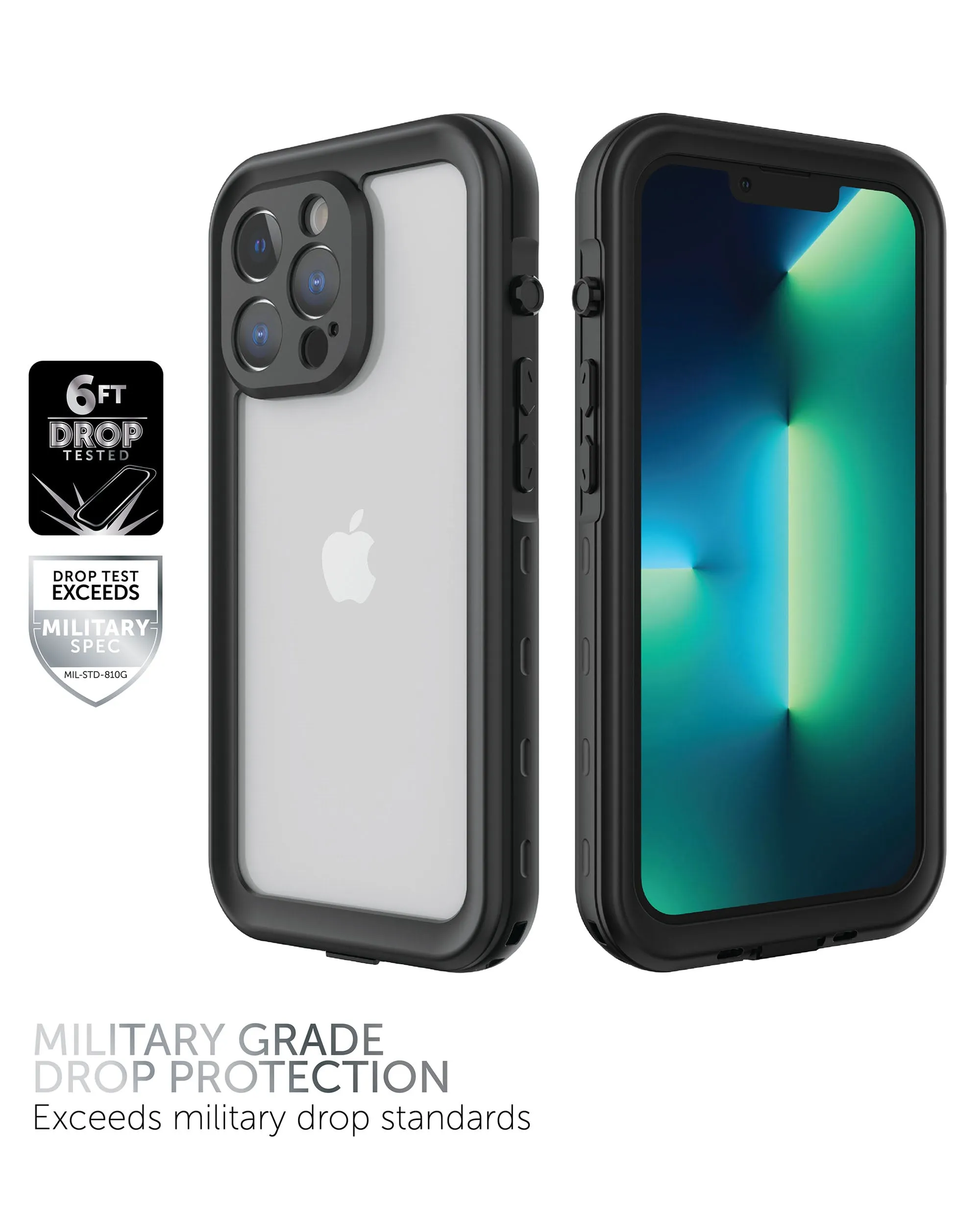 iPhone 13 Pro Tidal Waterproof Phone Case - Black/Clear