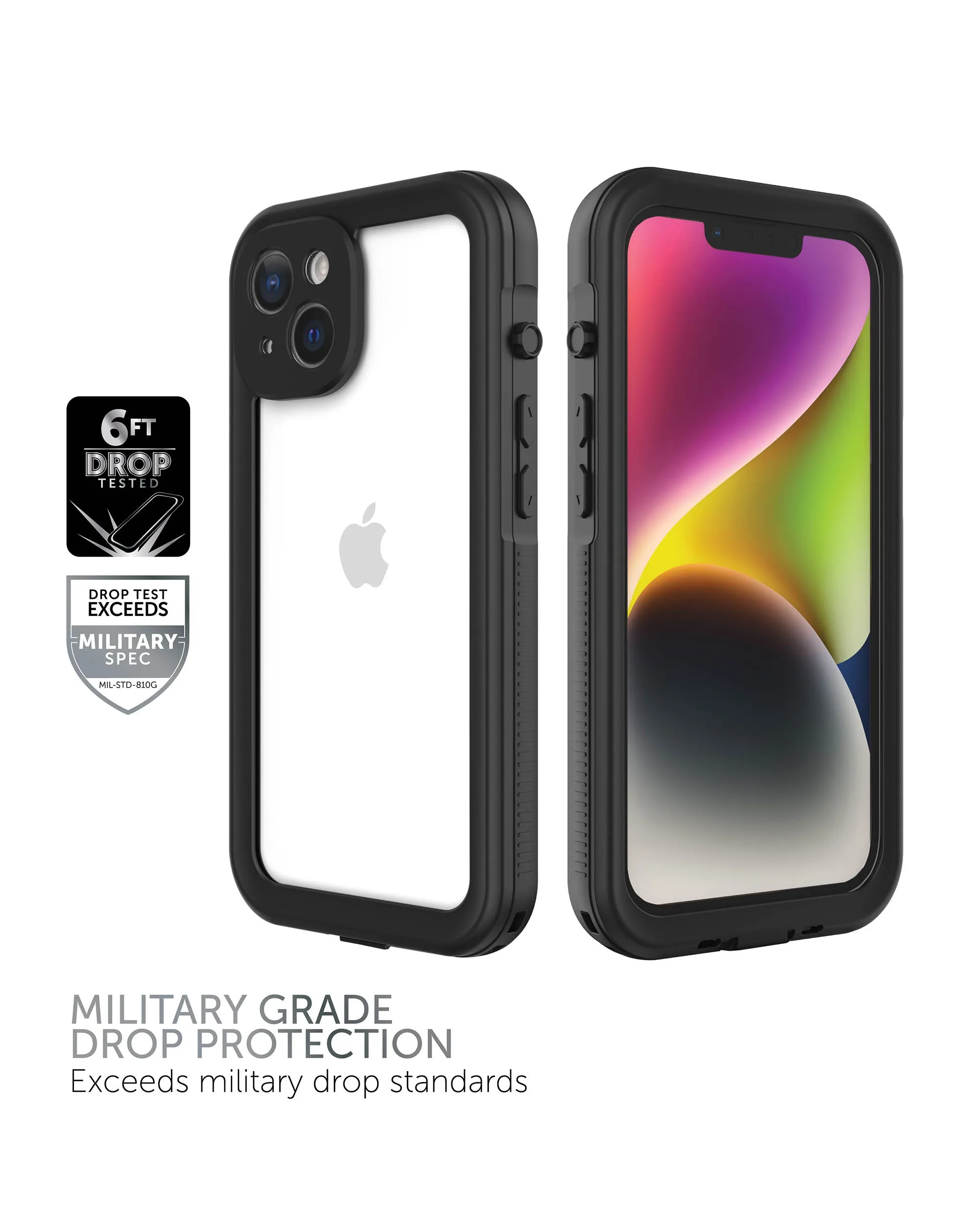 iPhone 14 Pro Max Tidal Waterproof Phone Case - Black/Clear