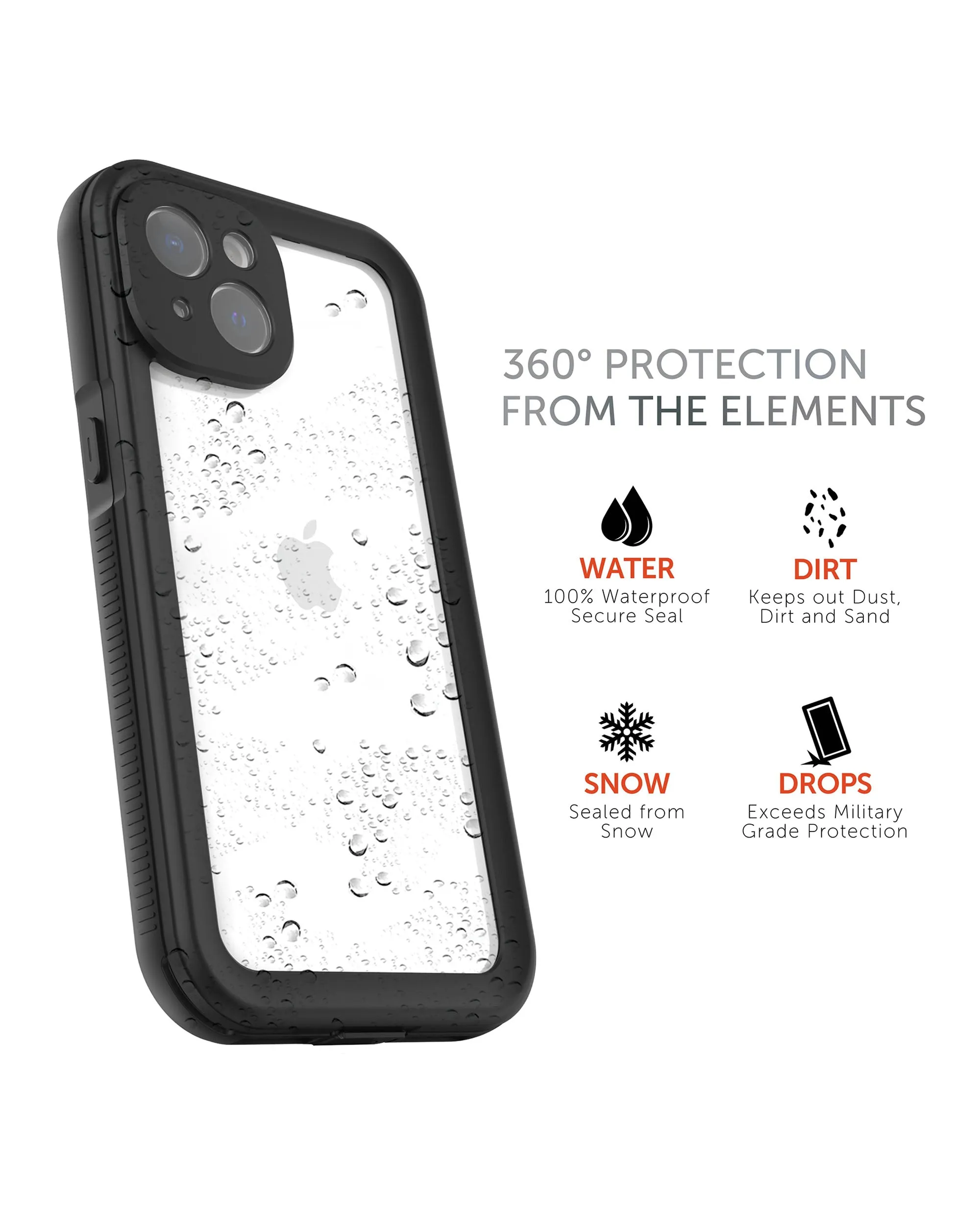 iPhone 14 Pro Max Tidal Waterproof Phone Case - Black/Clear