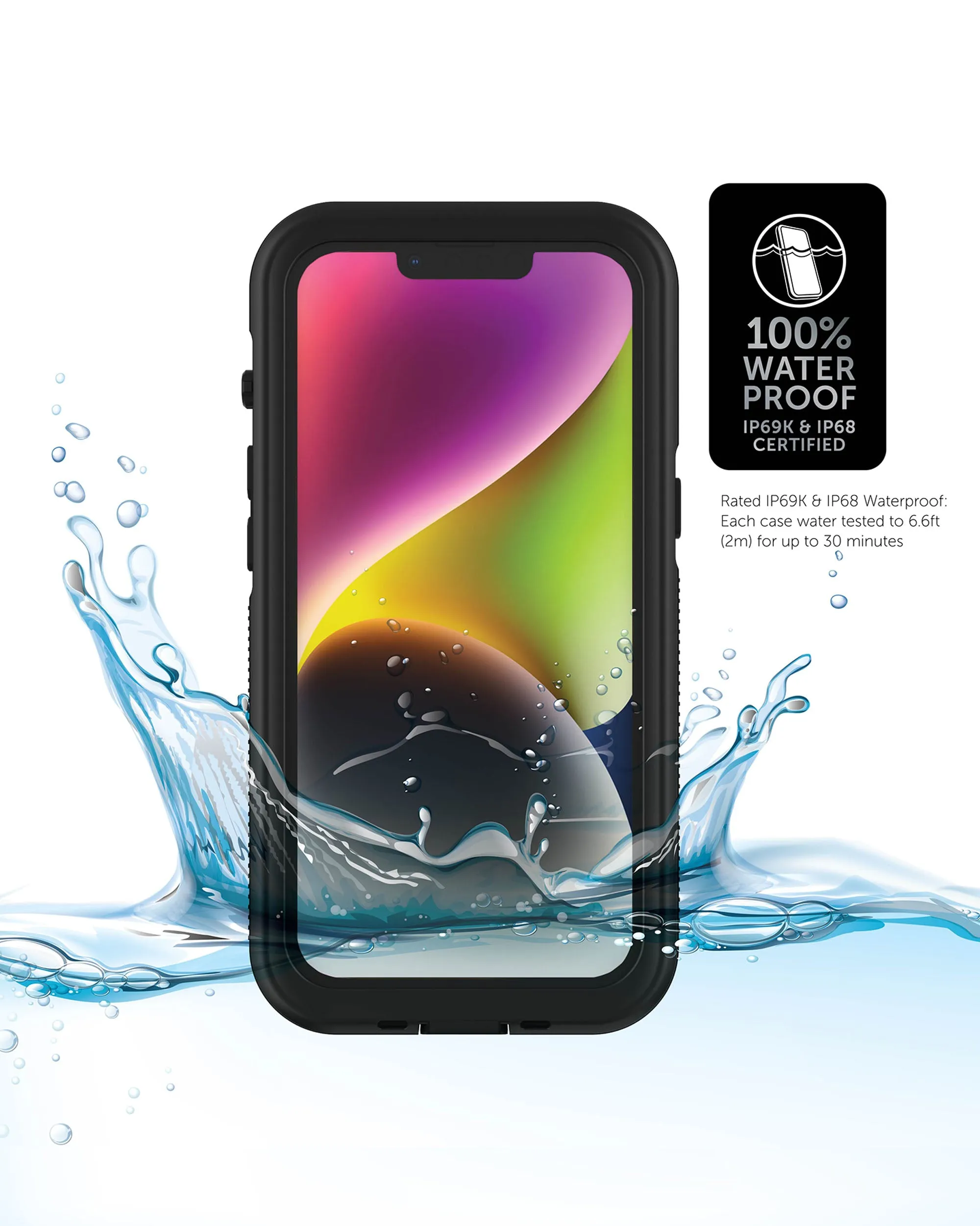 iPhone 14 Pro Max Tidal Waterproof Phone Case - Black/Clear