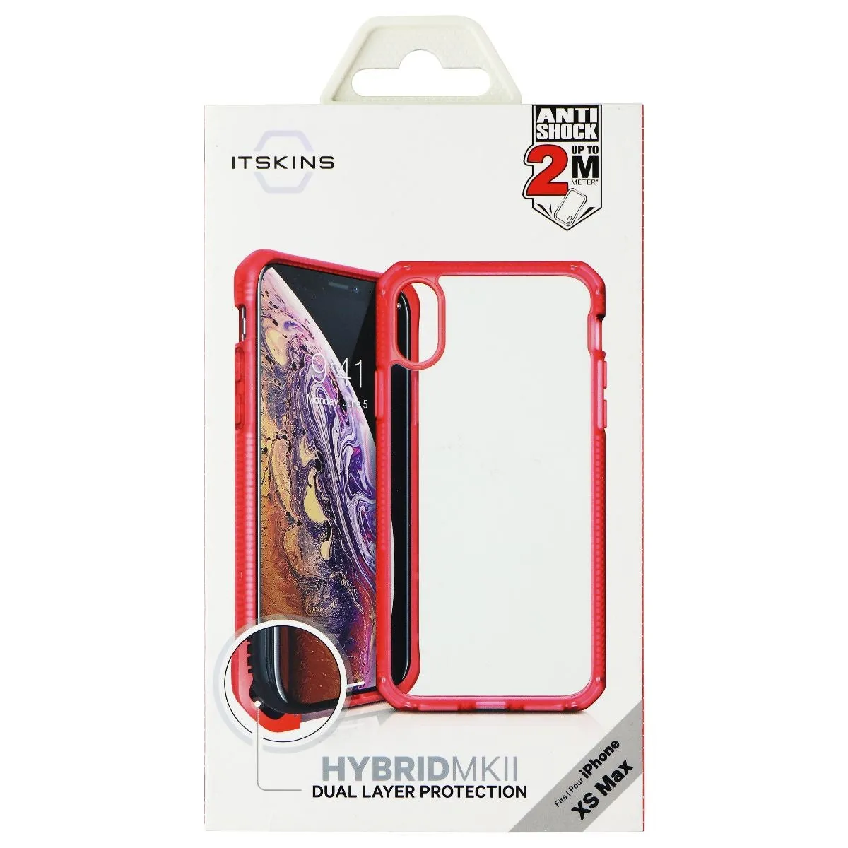 ITSKINS Hybrid Frost Phone Case for Apple iPhone Xs Max - Red and Transparent