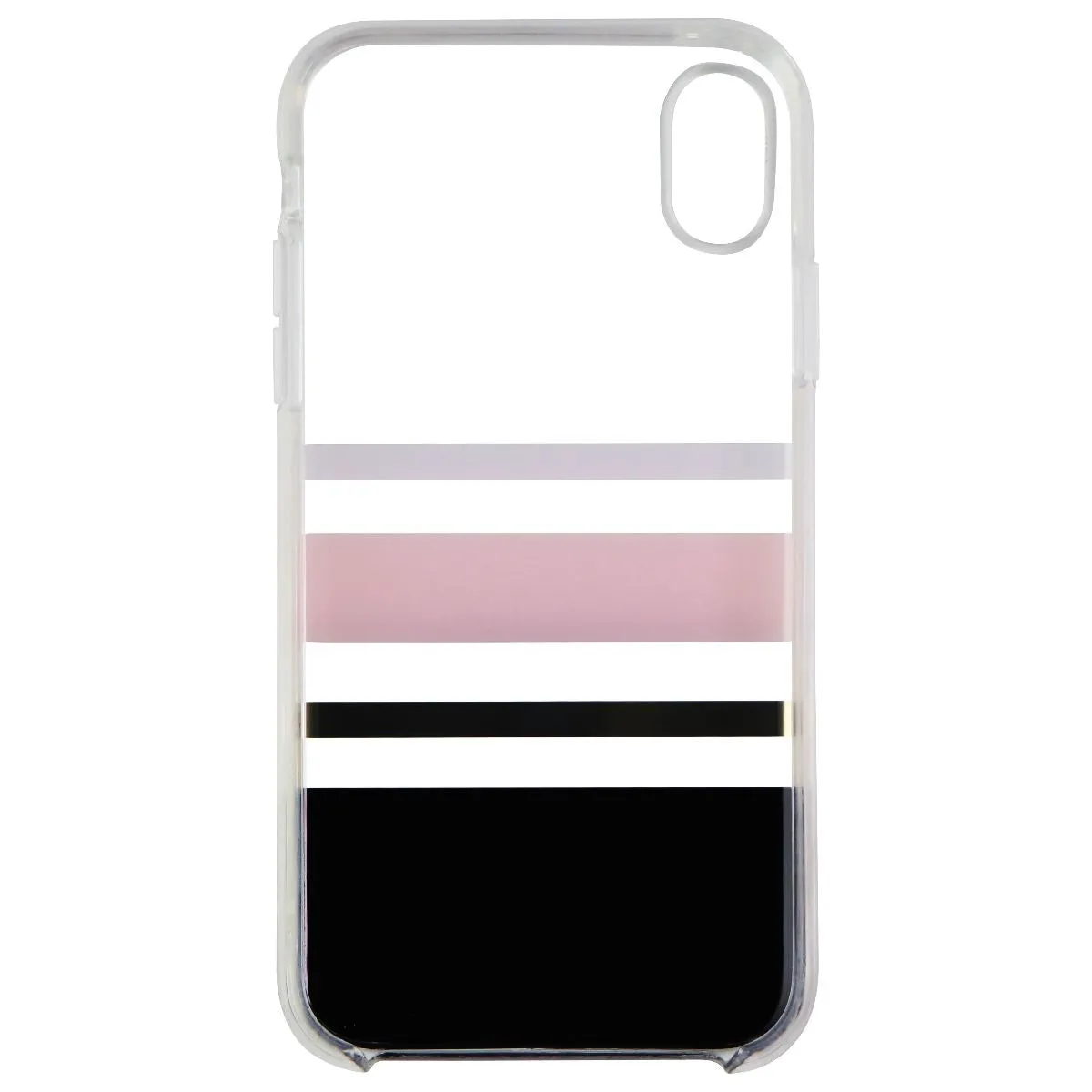 Kate Spade Hardshell Case for Apple iPhone XR - Clear/Black/Gold/Pink Stripes