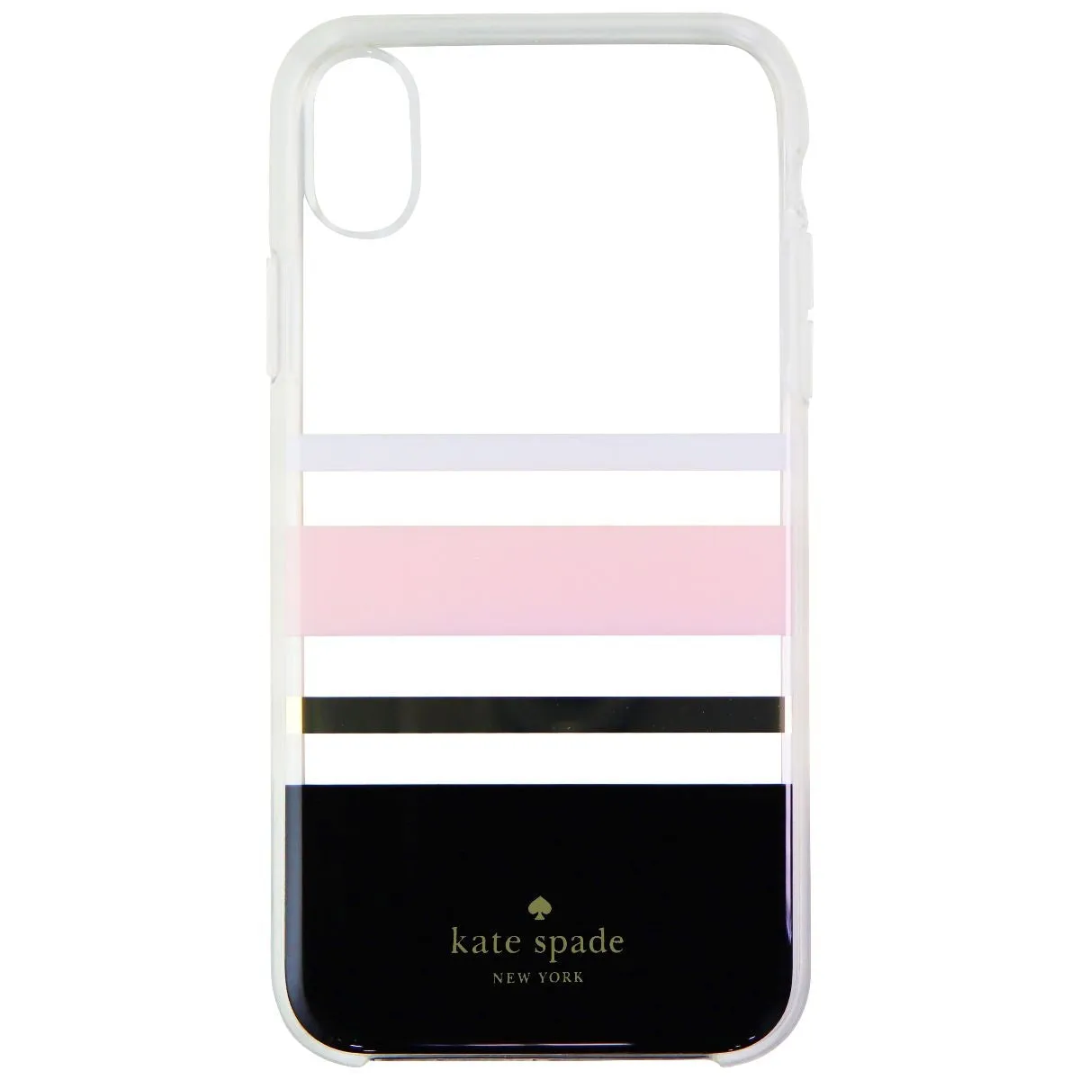 Kate Spade Hardshell Case for Apple iPhone XR - Clear/Black/Gold/Pink Stripes