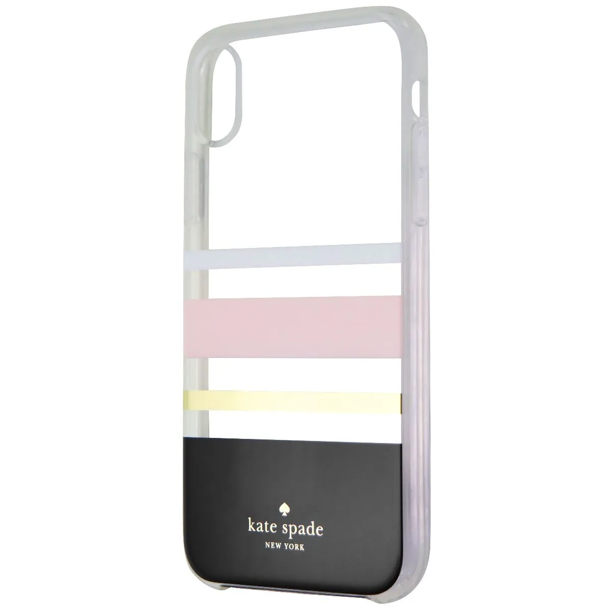 Kate Spade Hardshell Case for Apple iPhone XR - Clear/Black/Gold/Pink Stripes