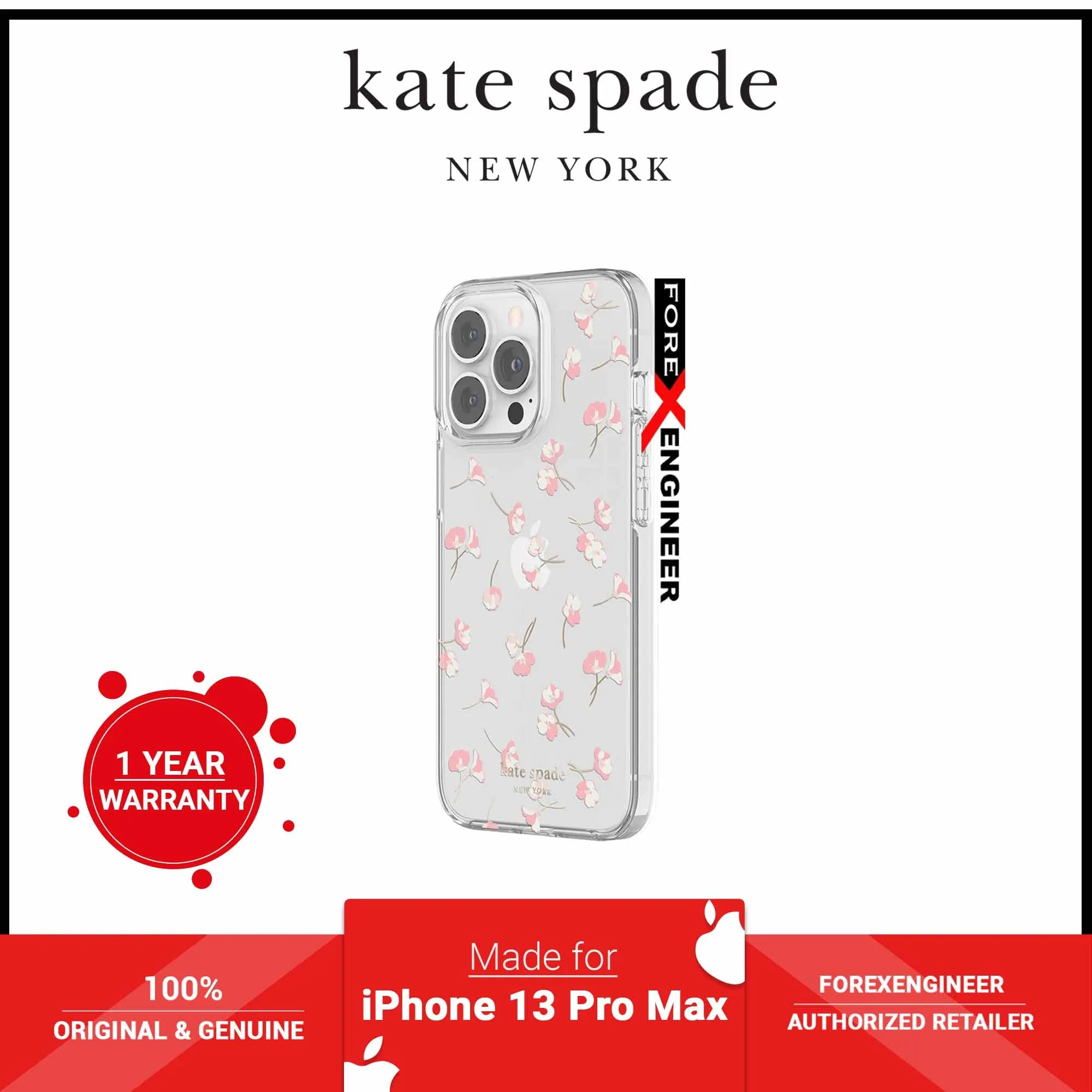 Kate Spade New York Protective Hardshell Case for iPhone 13 Pro Max 5G - Falling Poppies Blush  (Barcode: 191058137777 )