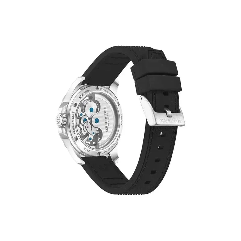 Kenneth Cole Automatic Black Silicone Strap Watch KCWGZ0046003