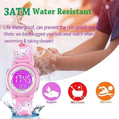 Kids Watches Waterproof 3D Cute Cartoon Digital Girl Watch - White