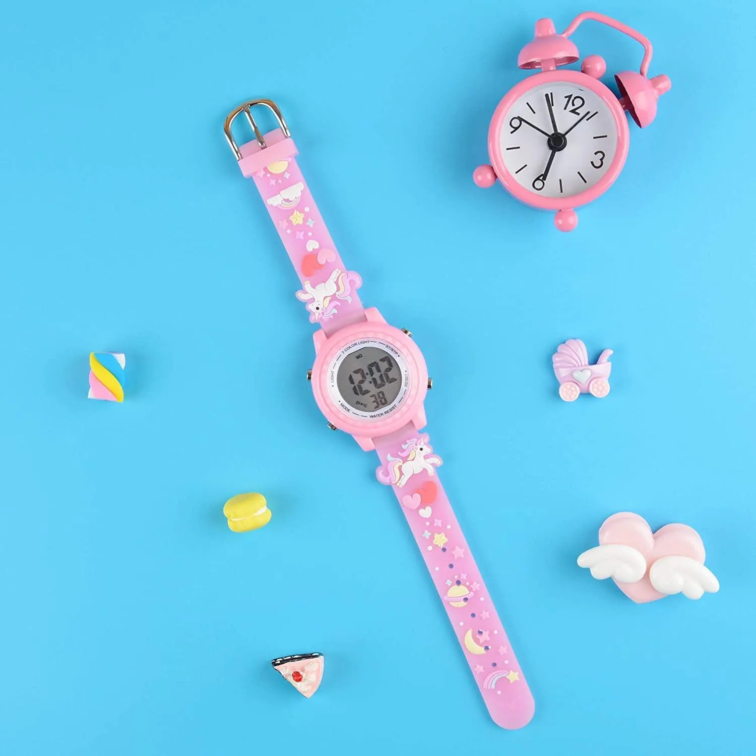 Kids Watches Waterproof 3D Cute Cartoon Digital Girl Watch - White