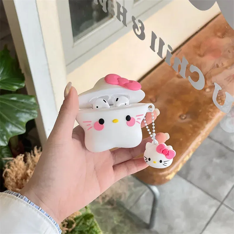 Kitty Star Airpods Silicone Case with Keychain KI676