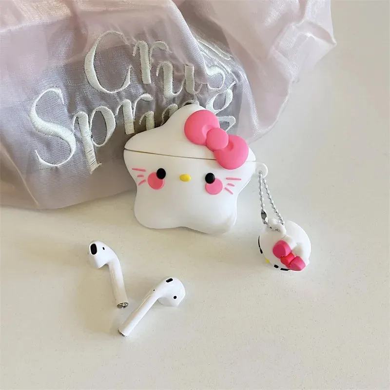 Kitty Star Airpods Silicone Case with Keychain KI676