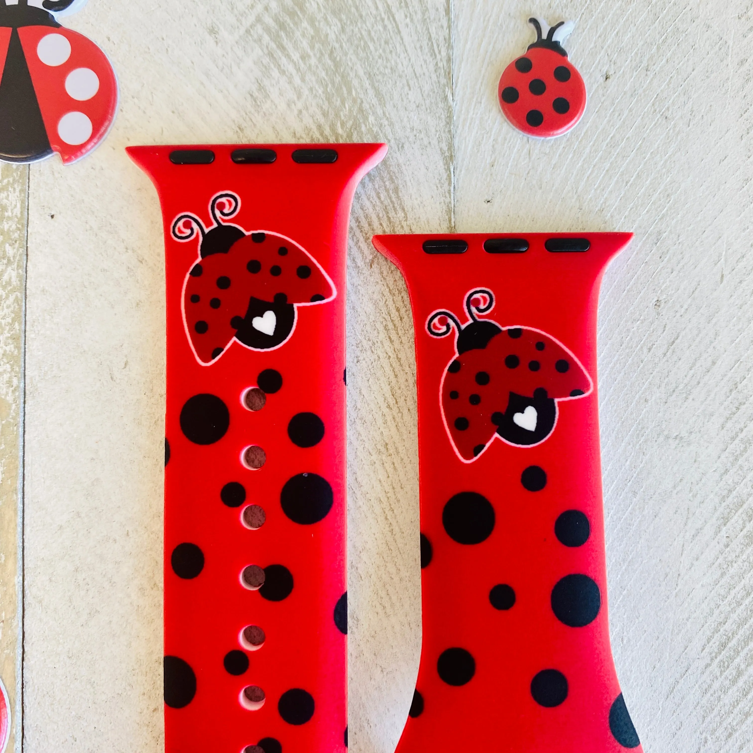 Ladybug Print Silicone Band For Apple Watch