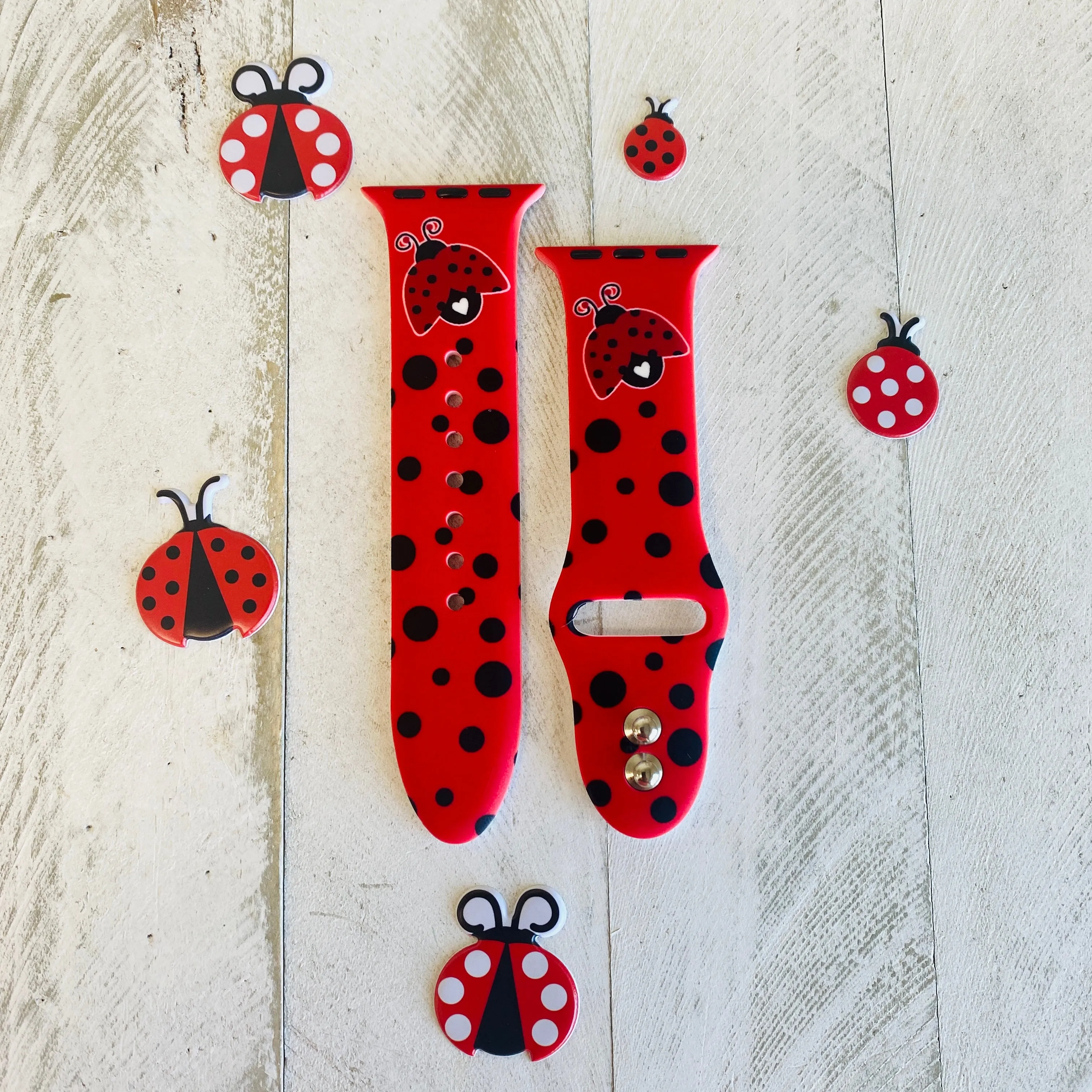 Ladybug Print Silicone Band For Apple Watch