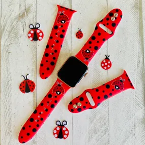 Ladybug Print Silicone Band For Apple Watch