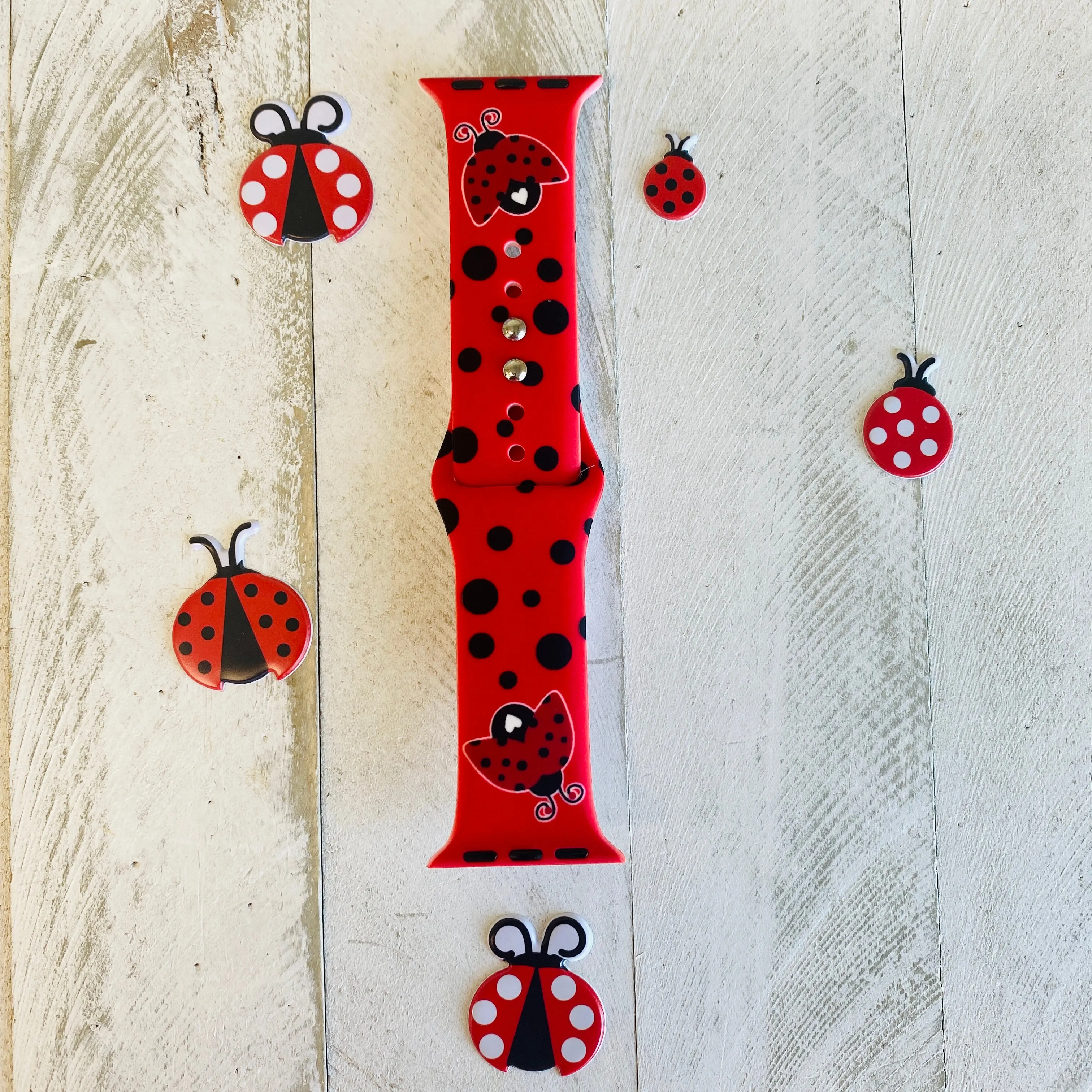 Ladybug Print Silicone Band For Apple Watch