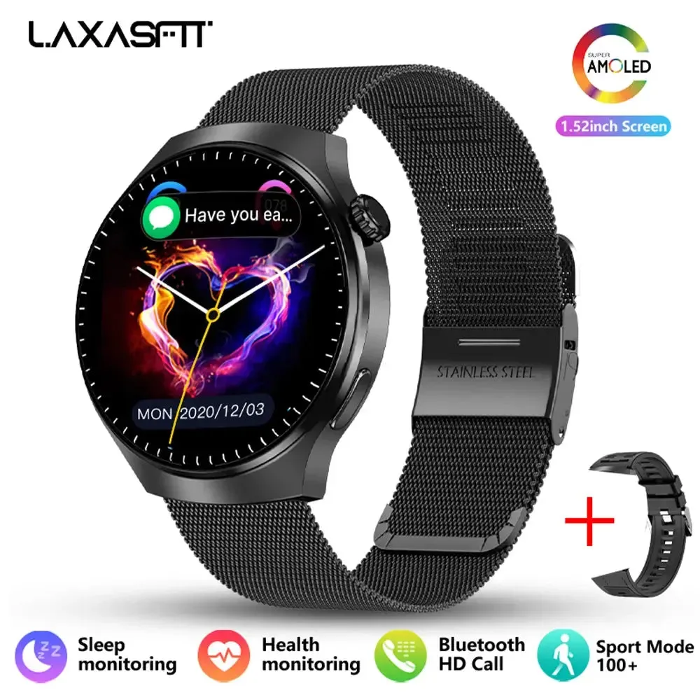 LAXASFIT New 1.52” Bluetooth Talk Smartwatch Men Outdoor Sports Fitness Heart Rate Health Monitoring Smartwatch for Android IOS