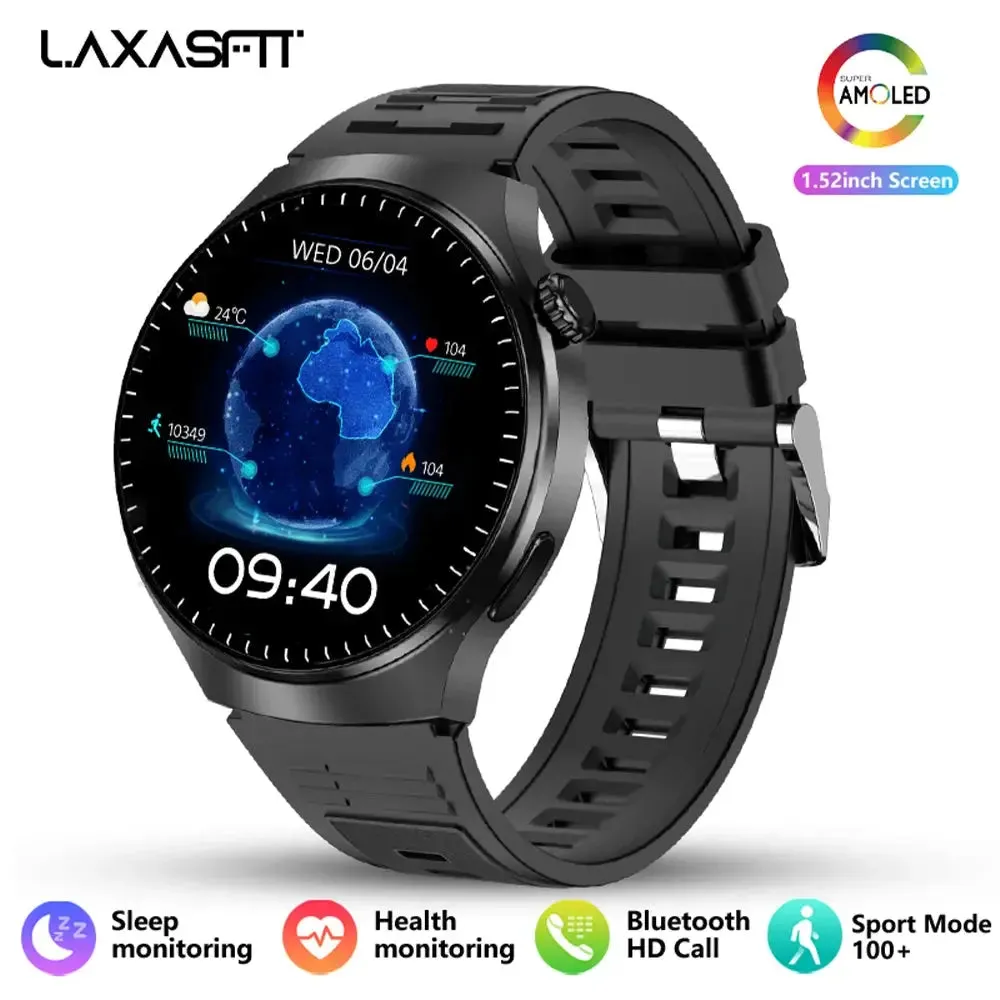 LAXASFIT New 1.52” Bluetooth Talk Smartwatch Men Outdoor Sports Fitness Heart Rate Health Monitoring Smartwatch for Android IOS