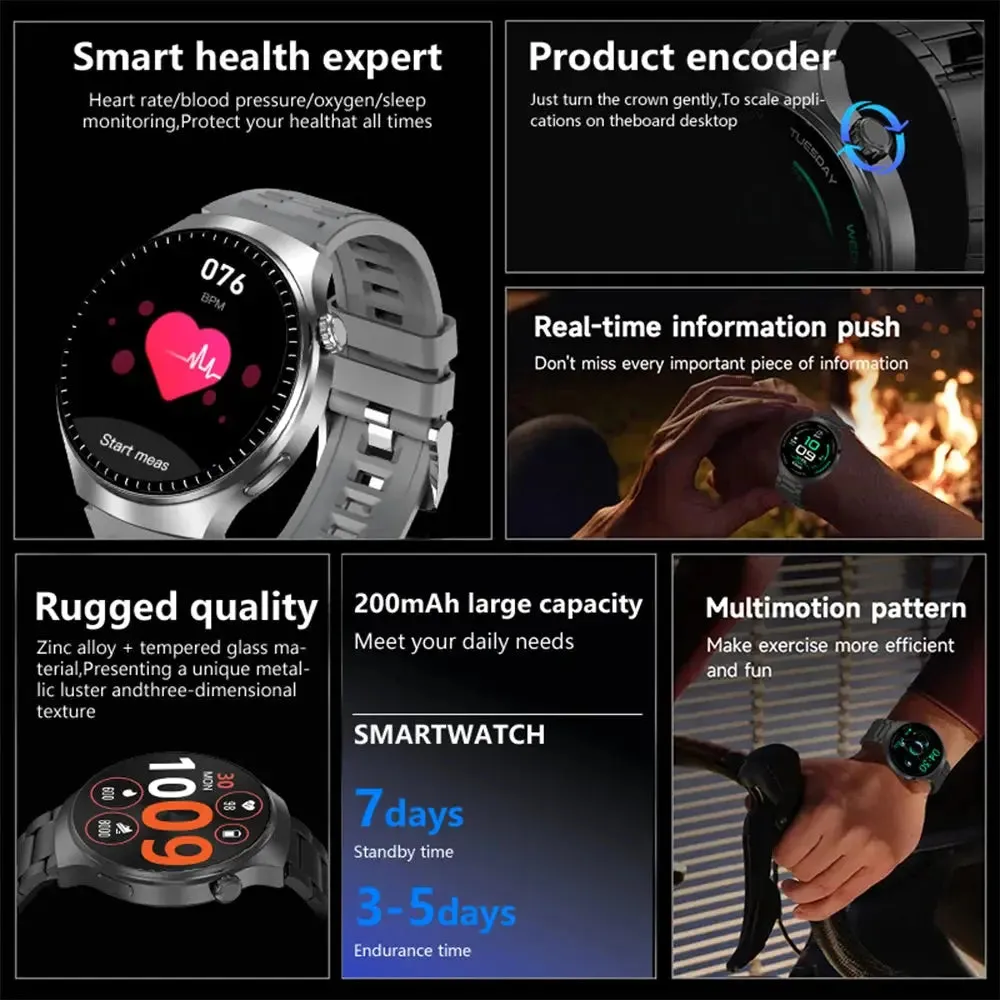 LAXASFIT New 1.52” Bluetooth Talk Smartwatch Men Outdoor Sports Fitness Heart Rate Health Monitoring Smartwatch for Android IOS