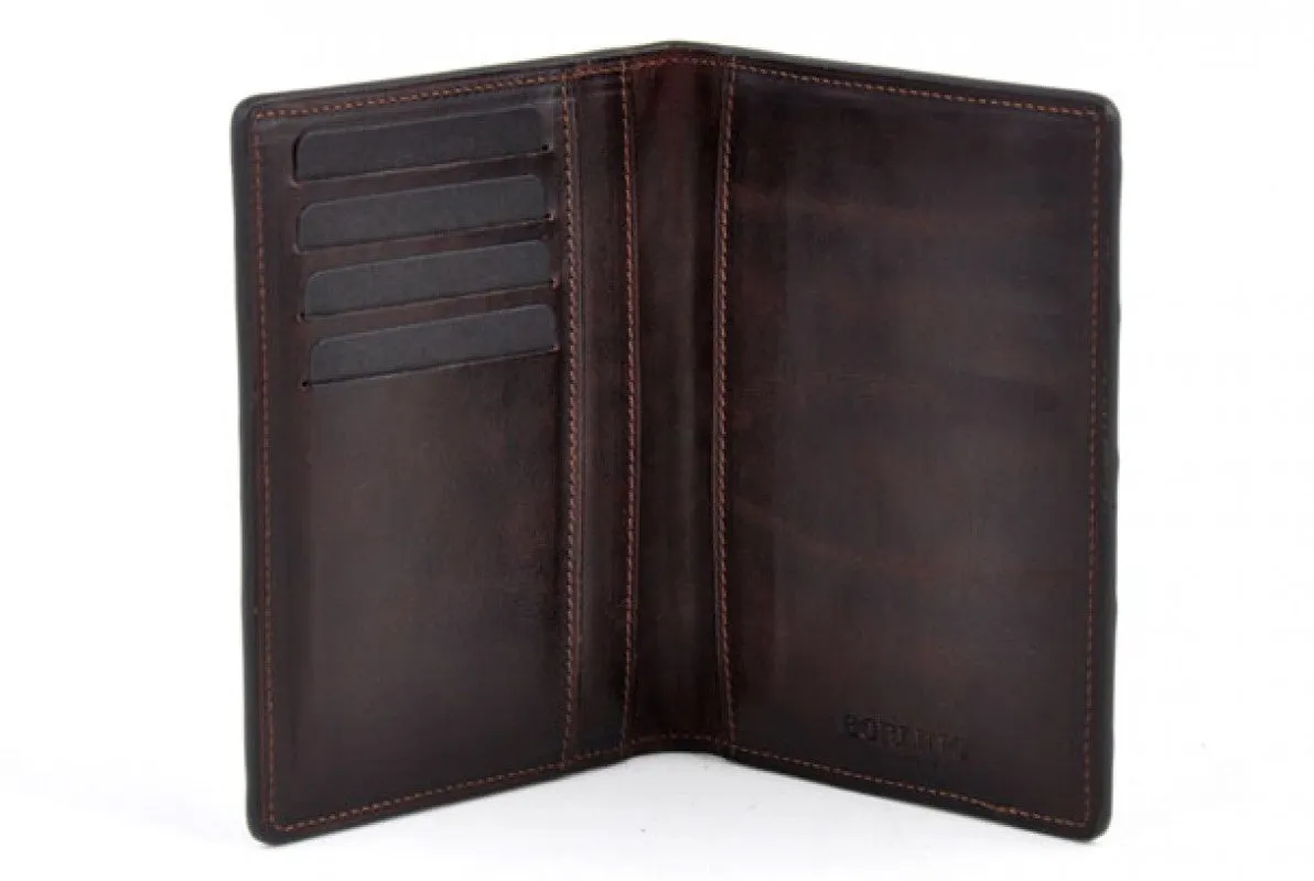 Leather Passport Wallet / Credit Card Case - Ostrich Leather -  Walnut Brown