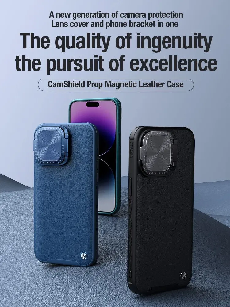 Leather Phone Case With Lens Magnetic Cover With Foldable Stand For iPhone