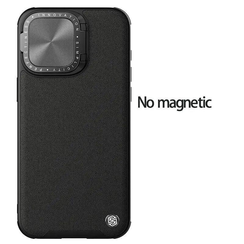 Leather Phone Case With Lens Magnetic Cover With Foldable Stand For iPhone