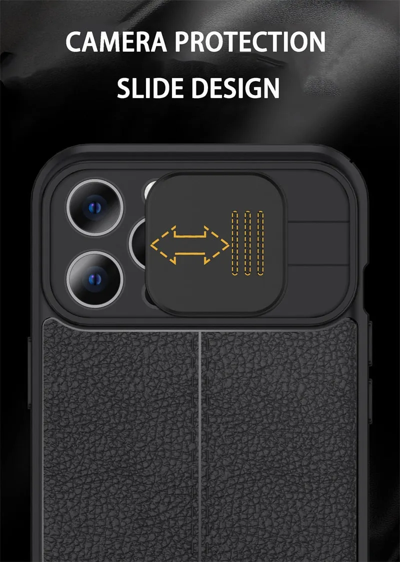 Leather Protective Case with Camera Protector for iPhone