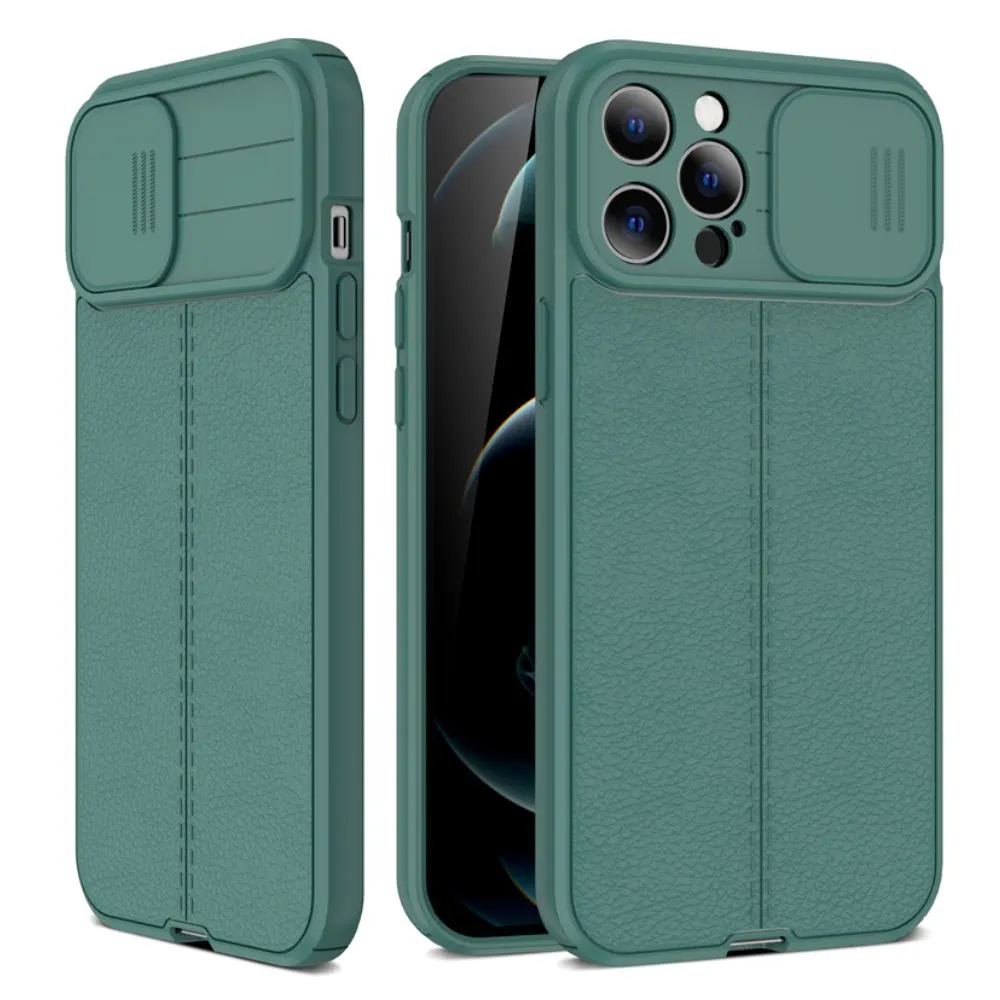 Leather Protective Case with Camera Protector for iPhone